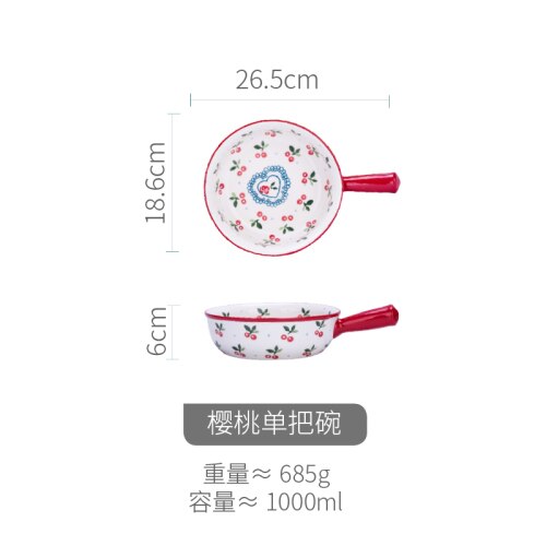 hand-painted ceramic baking bowl salad bowl soup bowl breakfast bowl microwave oven cheese baked rice wy121704: E