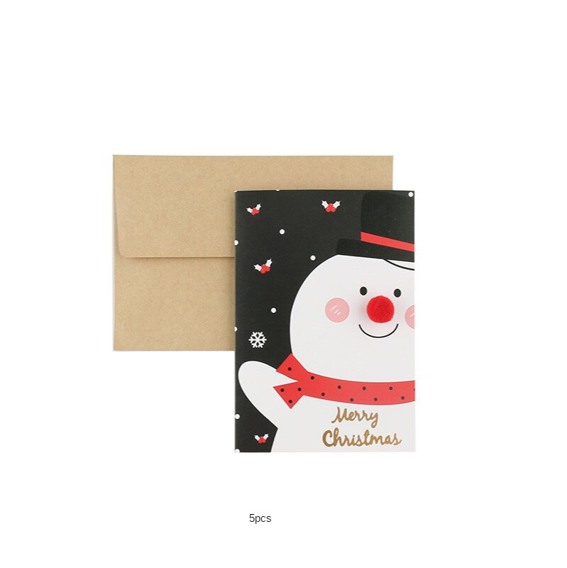 5pcs Merry Christmas Greeting Cards Envelope Kids Year Cartoon Xmas Party Decorations Postcard DIY Blessing Cards: F   5pcs