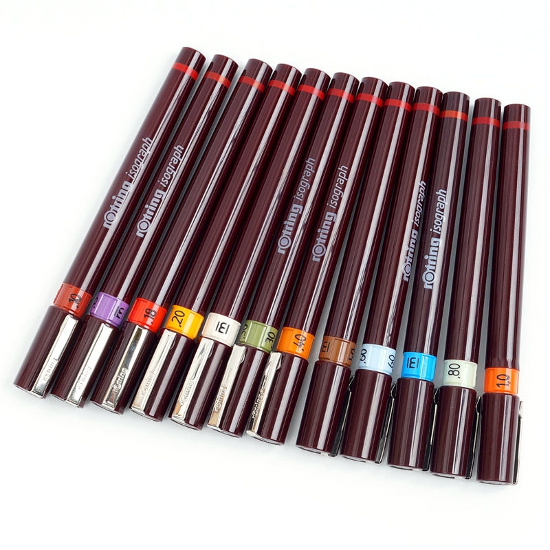 Rotring Isograph Stift Technische Zeichnung Stifte Fineliners ALLE GRÖßEN Rapidograph Stift Nadel Punkt