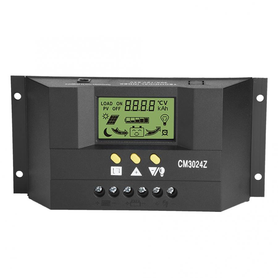 12V 24V PWM Intelligent Solar Panel Charge Controller Regulator LCD Display 30A Solar Charge Regulator