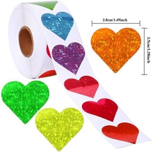 500 Pcs/Roll Love Heart Shaped Label Sticker Scrapbooking Packaging Seal Birthday Party Wedding Supply Stationery Sticker