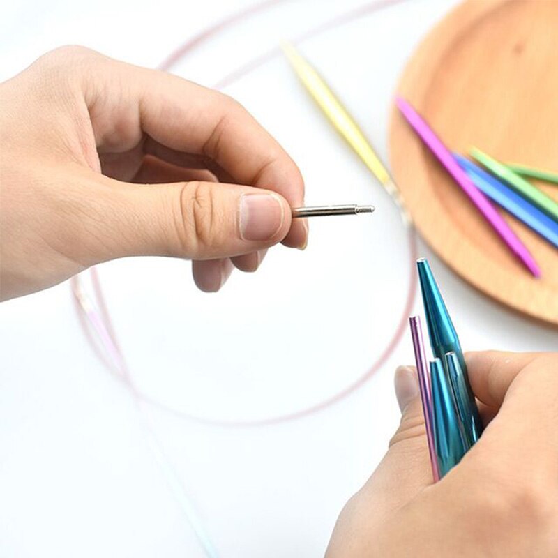 Nonvor pyöreä neulonta ruostumattomasta teräksestä valmistetut neulat pitkät kaapelit täysikokoiset vaihdettavat neulontapuikot