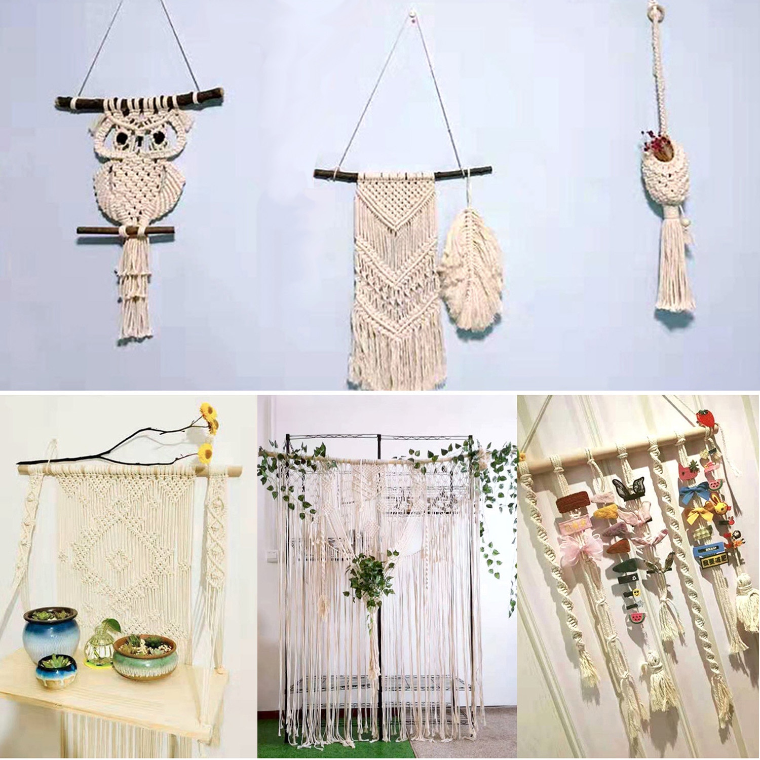 1 Roll Cotton String Macrame Cord Rope Bakers Twines for Dream Catcher Dreamcatchers Baking DIY Crafts Christmas 4mm 87yd