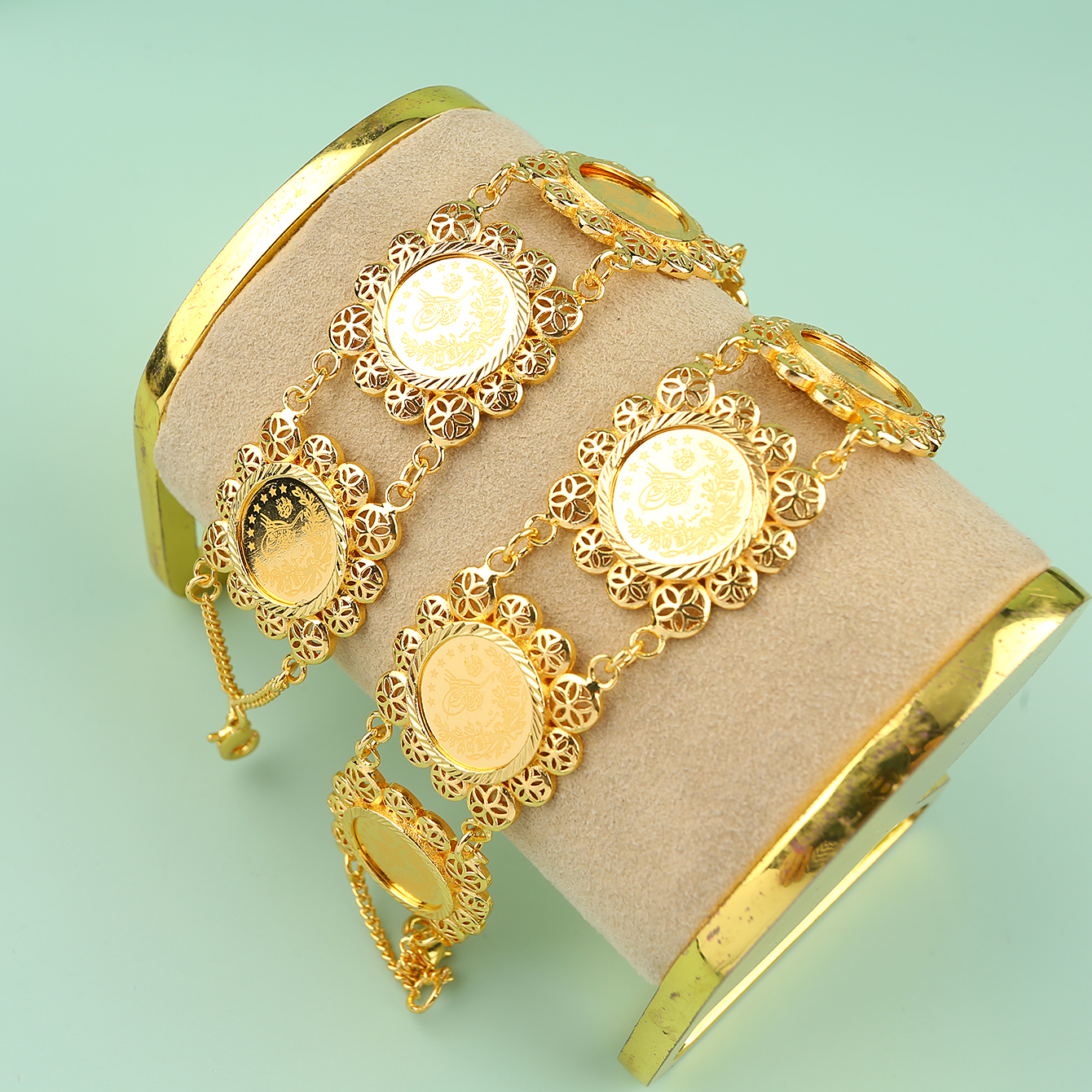 Arabic Cuff Bracelet 21k Copper Gold Plated Turkish Vintage Charm Bracelet for Women Wedding Party Jewelry Jewlry
