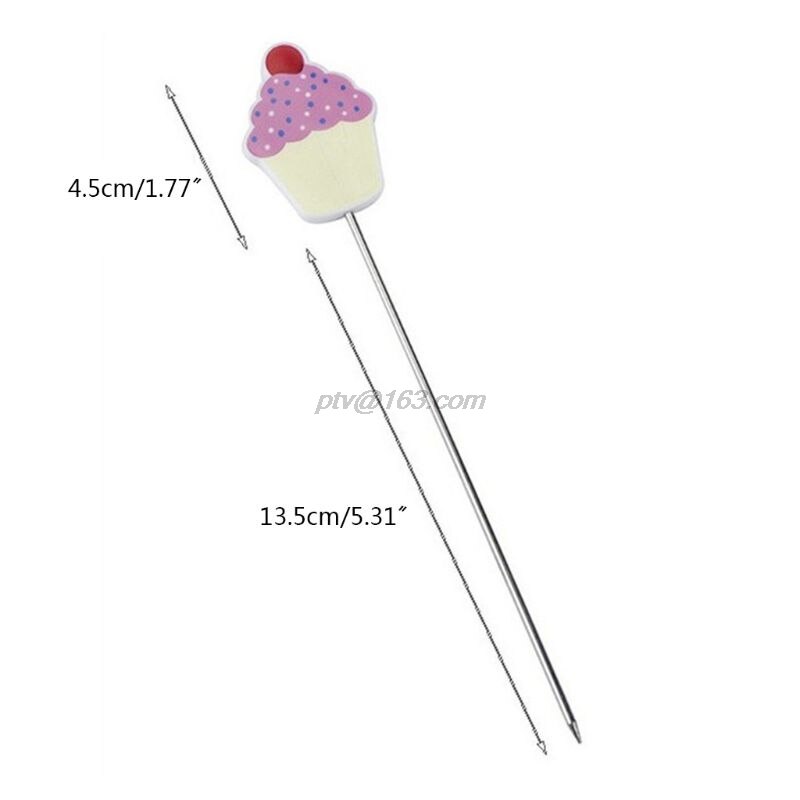 Cake Tester Probe Stainless Steel Cute Cupcake Shape Skewer Tester for Cupcake Muffin Pancake Baking Bread Tool