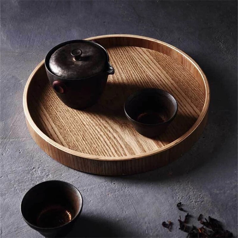 Solid Wood Tea Coffee Tray Hotel Restaurant Kitchen Dinner Food Fruit Plate Storage Holder Outdoor BBQ Dishes