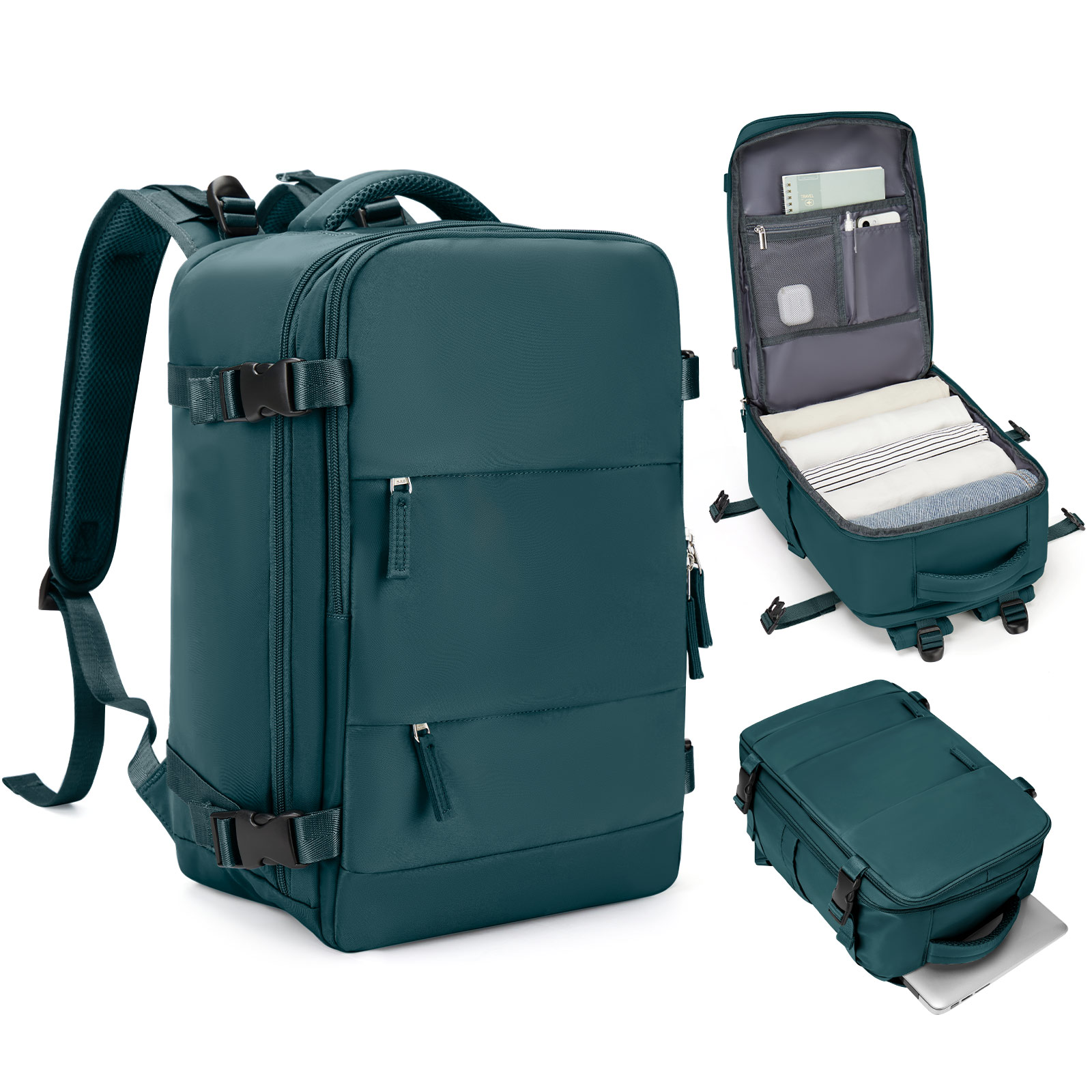 Borsa da cabina 40:*25:*20, zaino da viaggio ad alta capacità approvato dalla compagnia aerea, borsa per laptop da lavoro impermeabile appositamente progettata per uomo: Blu profondo