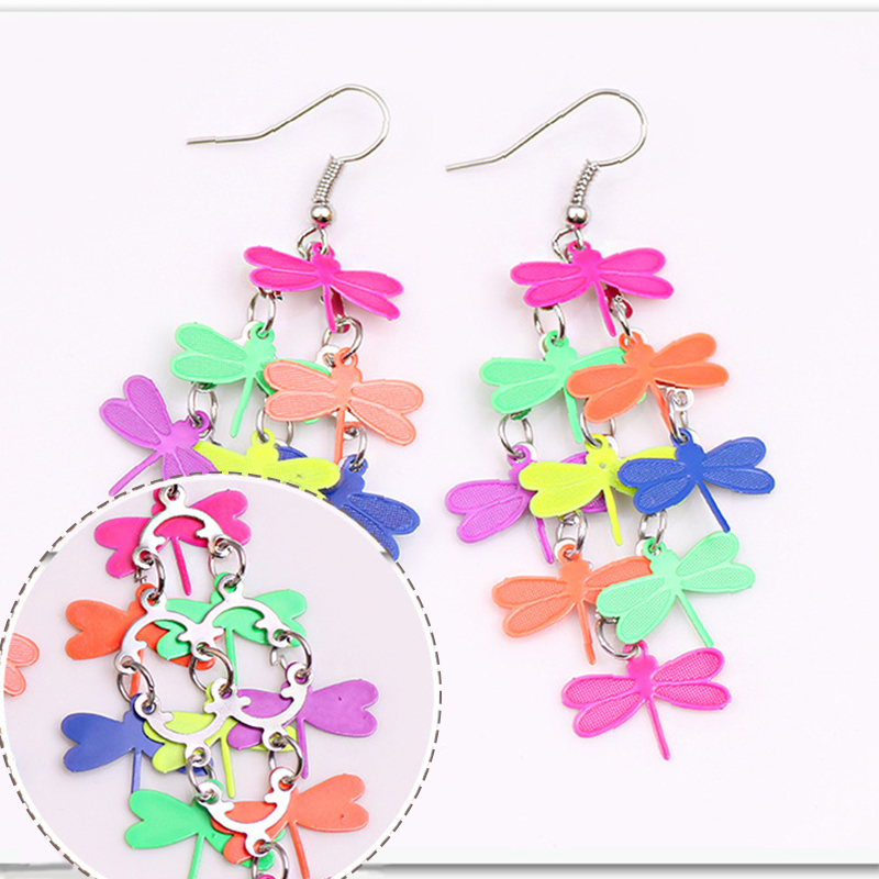 Colorful Dragonfly Earrings Bohemia Style Mix Color Long Dangle Earrings for Women Jewellery