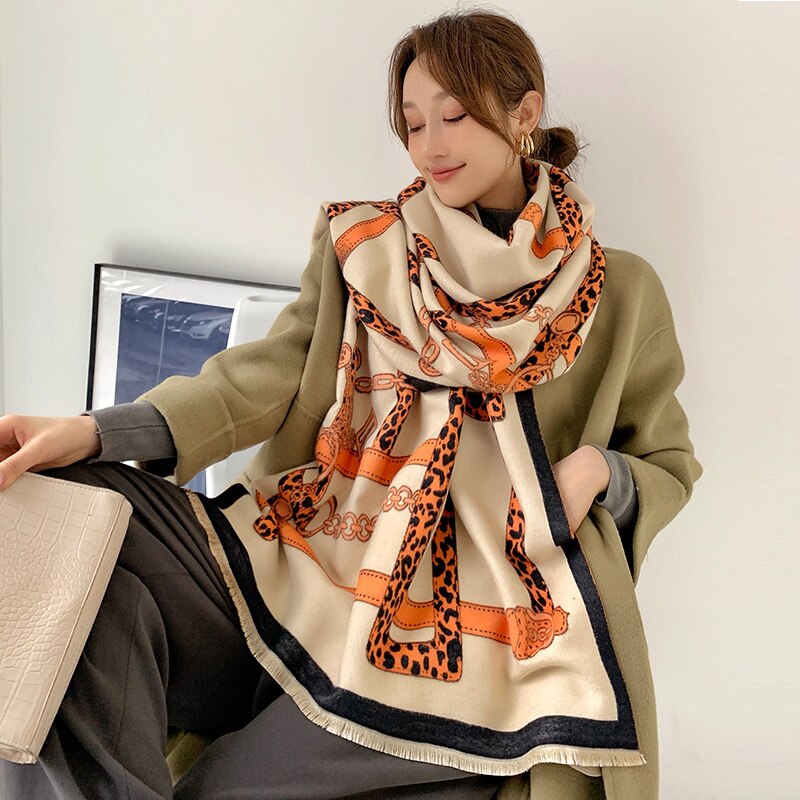 Écharpe de luxe noire à carreaux en cachemire pour femme, épaisse, chaude, enveloppe, Pashmina, pour l&#39;hiver: W 04