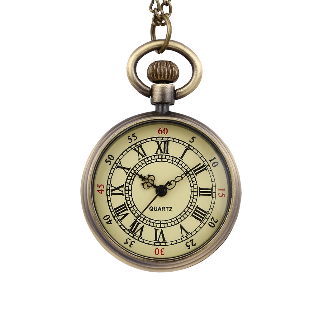 Vintage Round Dial Quartz Small Pocket Watch Classical Roman Scale Pocket watch man woman kid necklace clock Couple old man