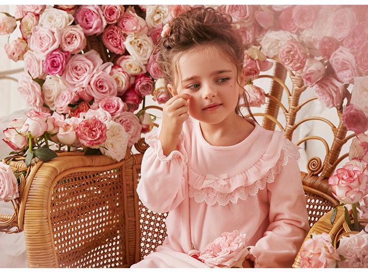 Autumn Winter Thickening Warm Nightgowns For Baby Girls Long Sleeve Loose Mid Length Bathrobe Toddlers Kids Home Sleeping Dress