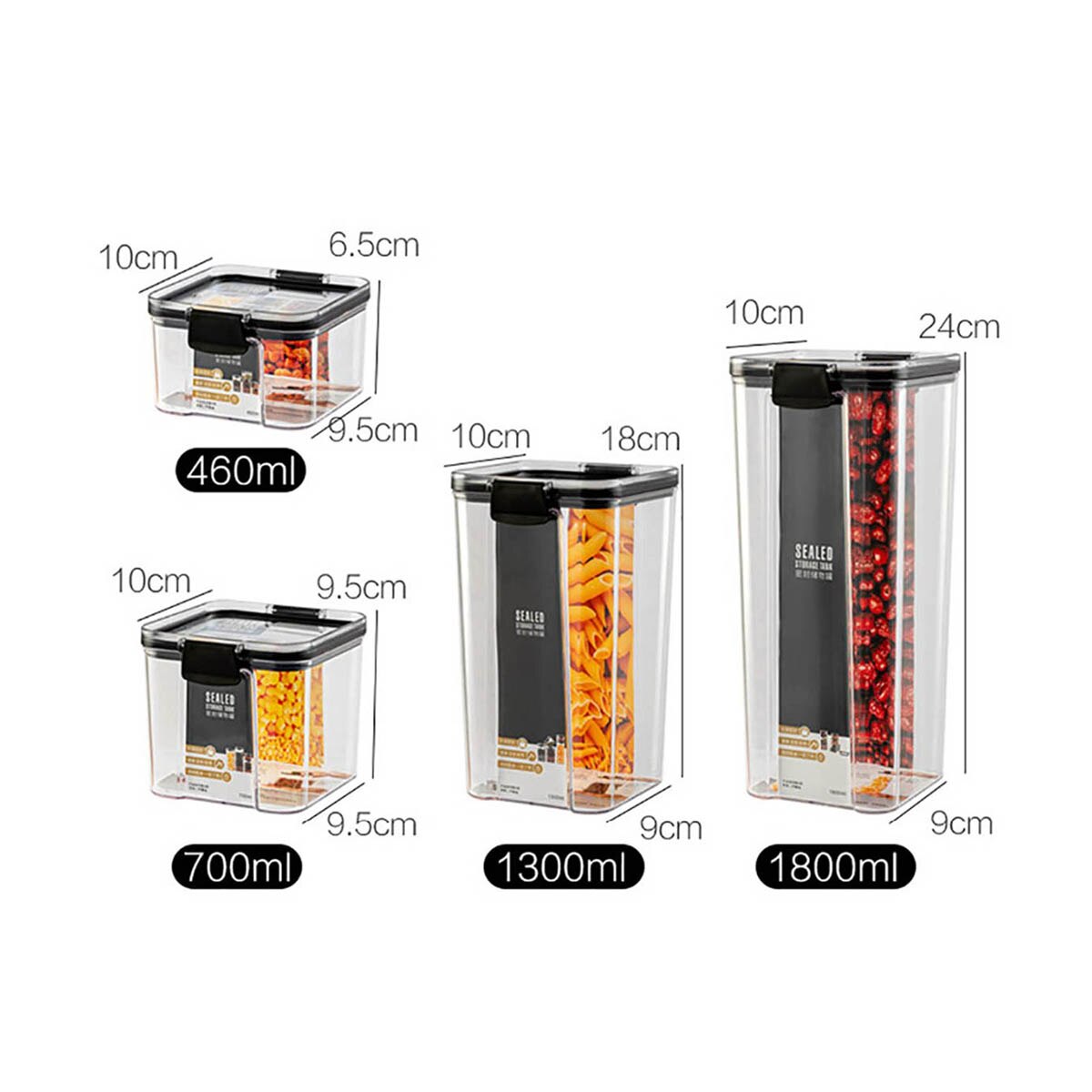 Kitchen Food Holder, Sealed Bottle, Home Clear Space Saving Decorative Buckle Container