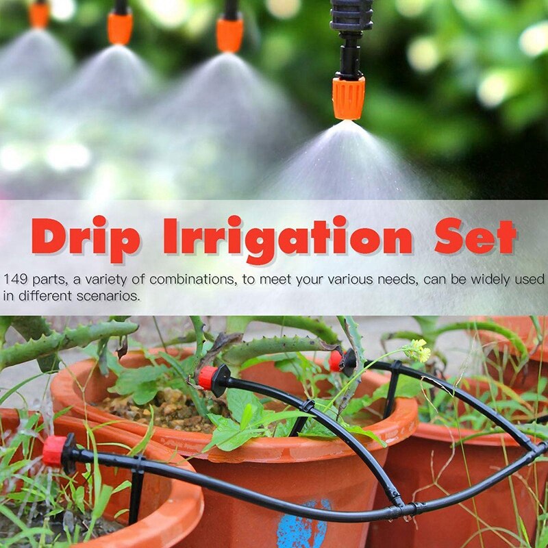Garten Automatische Tropf Bewässerung einstellen,30M Einstellbar Mini DIY Bewässerung Bausatz,1/4 zoll schwer Pflicht Rohr Bewässerung Bausatz für Terrasse Rasen