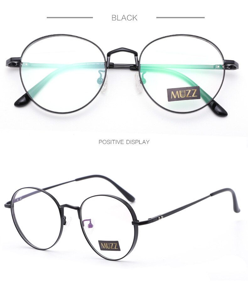 IP Titanium round eyeglasses frame men Thick edge Prescription Optical frames Glasses Myopia Optical Eyewear glasses: BLACK