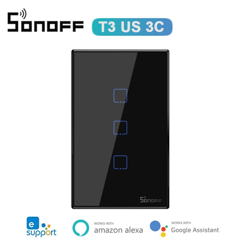 SONOFF T2/T3 US Smart Light Switch,SONOFF TX WiFi eWelink interruptor Smart Home Wall Touch Switch Panel For Alexa Google Home: T3 3 Gang
