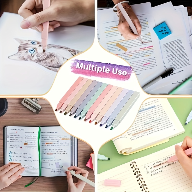 Highlighters Cute Pastel Pens 12 Colors Bible Pens No Bleed With Soft Tip Aesthetics Pens Markers Kawaii Stationary For Students