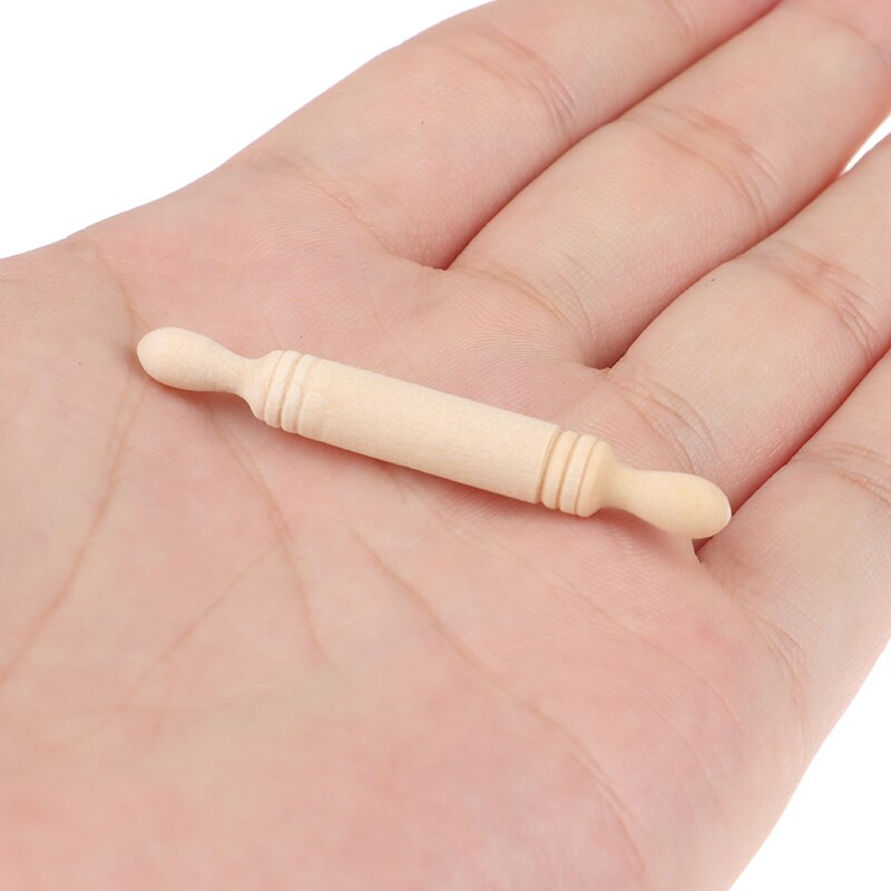 1:12 Dollhouse Miniatures Wood Rolling Pin Model Kitchen Accessories Toy For Dollhouse Decals