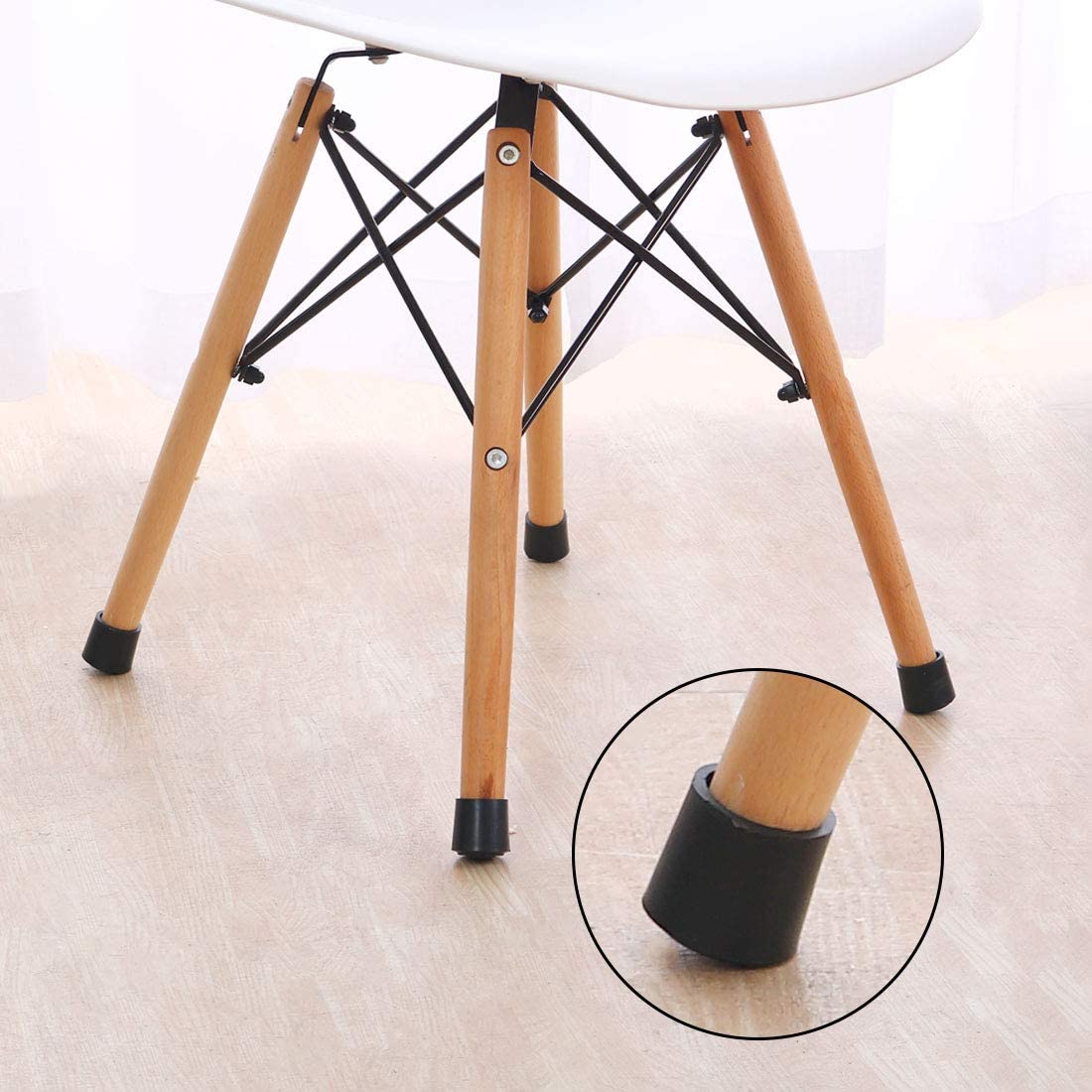 16pcs Black Round Chair Leg Tip Caps Prevent Scratch Hardwood Floor Protectors Reduce Noise PVC Furniture Table Feet Covers