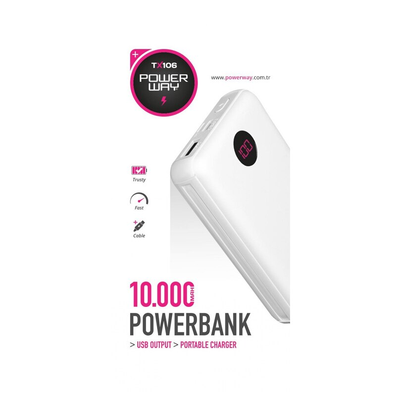 Powerway  tx106 10000 mah digital-göstergel-powerbank (mit micro-usb-ladekabel kompatibles kabel)