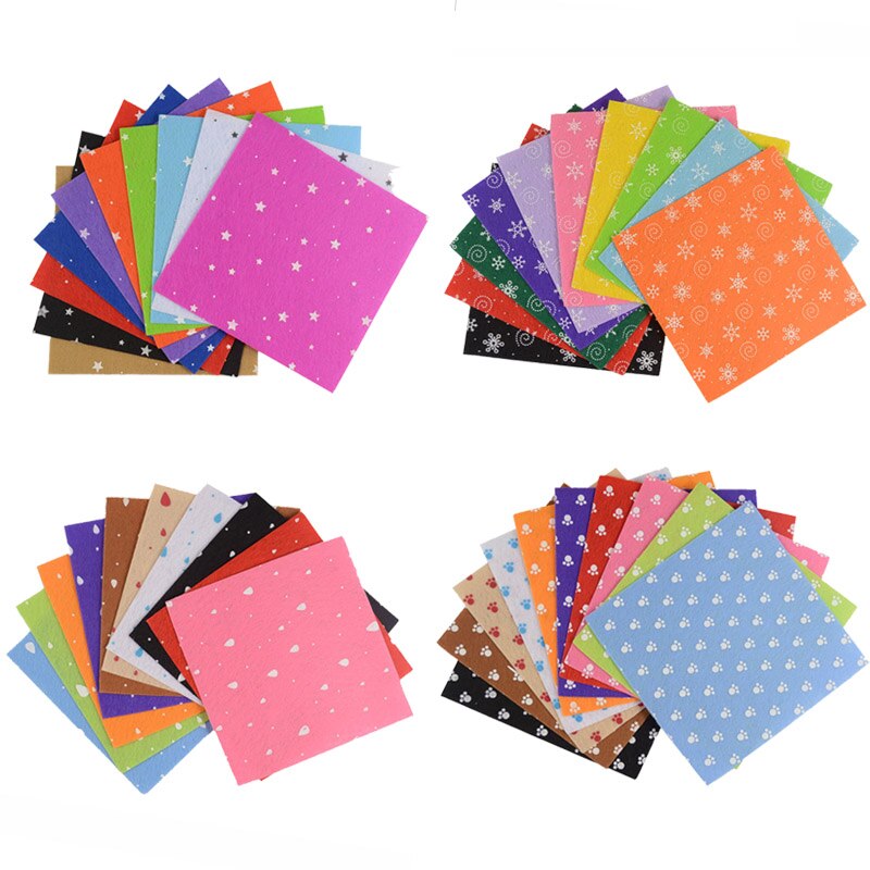 10 Sheet 15x15cm 1mm Thickness Arts Crafts Sewing Felt Cloth Pattern Bundle Felt DIY Craft Non Woven Fabric Home Decor