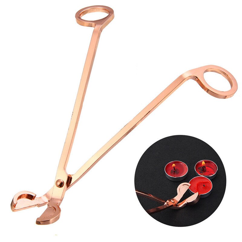 Stainless Steel Candle Wick Trimmer Oil Lamp Trim Scissor Cutter Tool Hook Clipper Rose Gold Round Head Candle Scissors