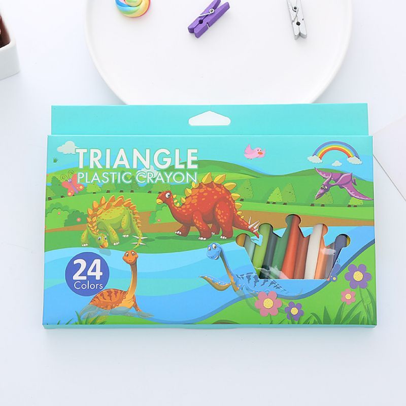 1 Juego de artículos de papelería lavables Lytwtw, dibujos animados, animales, frutas, material escolar, colores bonitos y encantadores, crayón para estudiantes: A-24Color