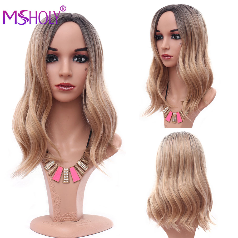 Korte krøllete bob parykker for kvinner honning blondt naturlig hår parykker kvinnelig syntetisk varmebestandig fiber cosplay parykk msholy hår