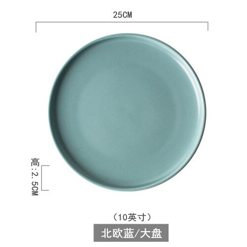 Nordic Servies Keramische Plaat Creatieve Persoonlijkheid Matte Glazuur Westerse Voedsel Plaat Ontbijt Plaat Salade Grote Steak Plaat: 10 inch Blue