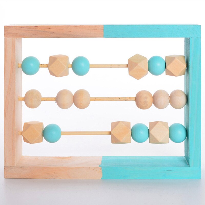 Montessori Toy Natural Wooden Abacus With beads Craft Baby Early Learning Educational Toys Baby Room Decor ins pop Toys: D-Green