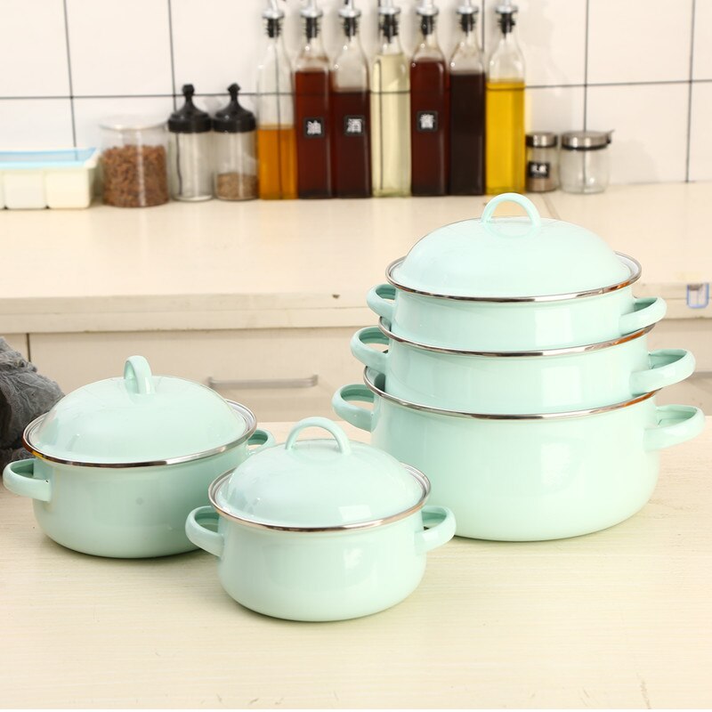 Nonstick Soup Pot Enamel Cooking Pot Thick Bottom Stock Pot Handle Ramen Noodles Gas Cooker Ollas De Cocina Kitchen Cookware