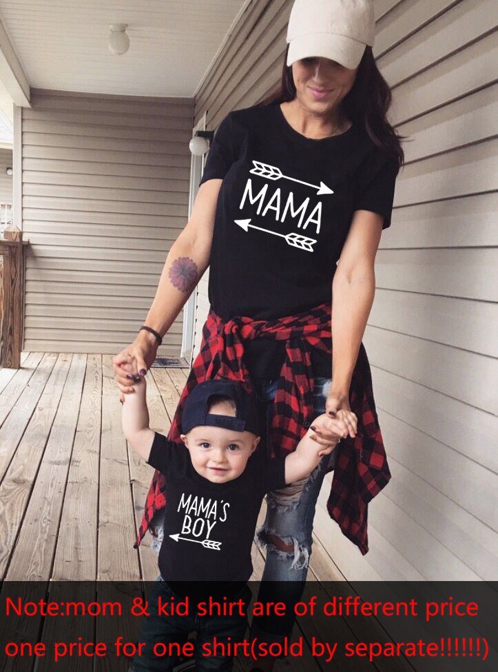 1 sztuk Mama i ja koszule Mama i Mamas chłopiec Mama i syn dopasowane koszule Mama chłopiec Mama ze strzałkami Mama chłopców chłopiec Mama stroje