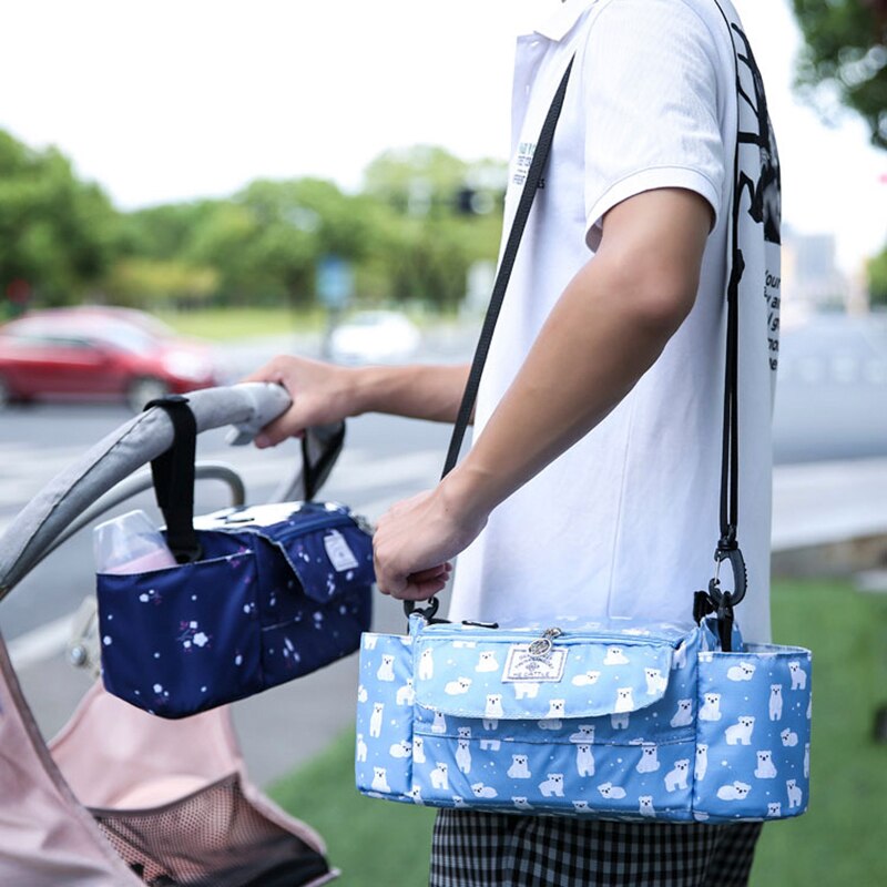 Kinderwagen Organizer Bag Print Kinderwagens Baby Trolley Tas Met Afneembare Handtas Mummie Luiertas Wandelwagen Accessoires