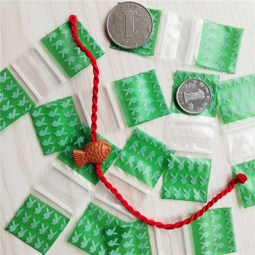 5858 Reißverschluss sehr klein Kunststoff taschen 100 Ziplock Baggies abspielen Junge Hase Wiederverschließbaren Polyethylen Griff Siegel Taschen 05: Grün Hase / Größe(Zoll) 0.63X0.63