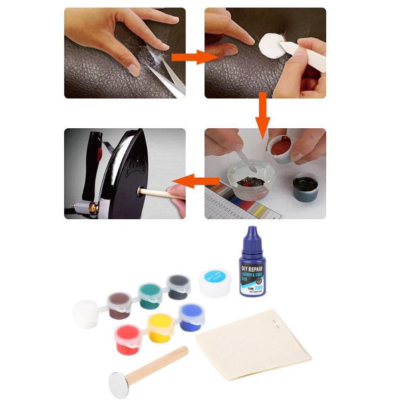 DIY Leather Vinyl Repair Kit Seat Sofa Coats Hole Crack Rip Auto Car Care Repair Kit Liquid Leather Restoration Tools