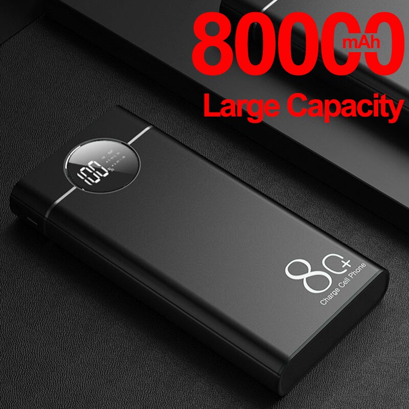 80000mah Power Bank Fast Charging Large Capacity 2 USB External Battery for Iphone Xiaomi Samsung Portable PoverBank