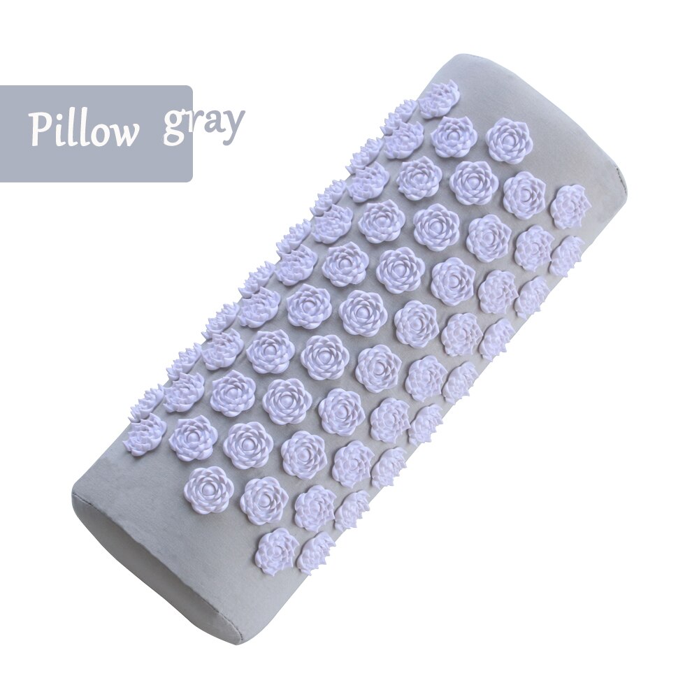 Lager Yoga Acupressure Mat and Pillow Set, with Bag,Non Slip ,Back and Neck Pain Relief and Muscle Relaxation Massage Cushion: GRAY Pillow