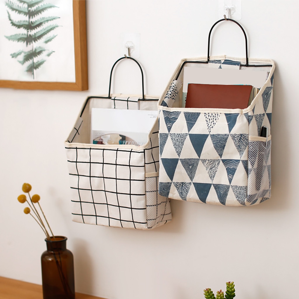 Sac de rangement mural, organiseur de placard pour livre, support Mobile pour téléphone, sac de rangement avec crochet