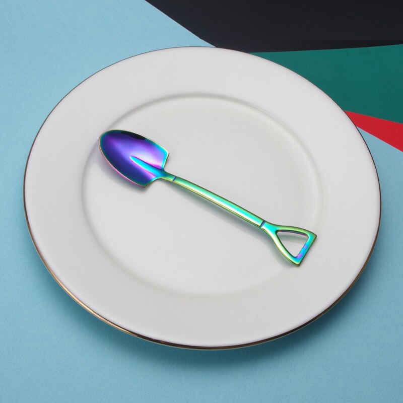 304 Stainless Steel Shovel Spoon Cute Retro Watermelon Artifact Spade Shovel Spoons Dessert Cake Ice Cream Spoon Kitchen Tool: 8