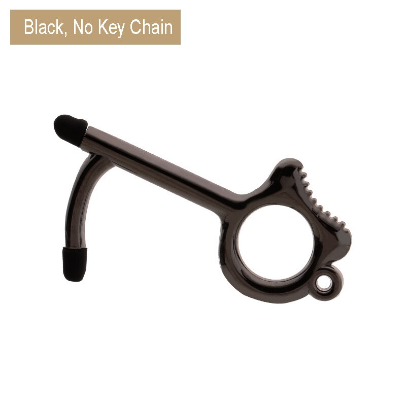 10 stuks/partij edc deuropener hygiëne hand antimicrobiële touchscreen stylus pers lift gereedschap deurgreep sleutelhanger: Zwart