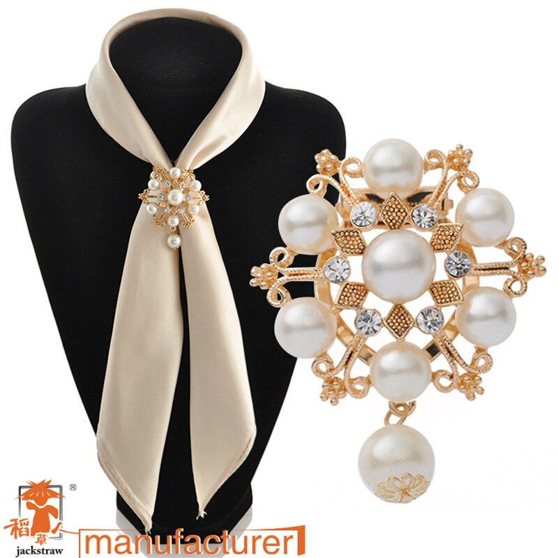 2018 gorący sprzedaż moda broszki ślubne w stylu klasyczny złoty zatrzymać kryształ górski perła szalik klip elegancki stanik biżuteria