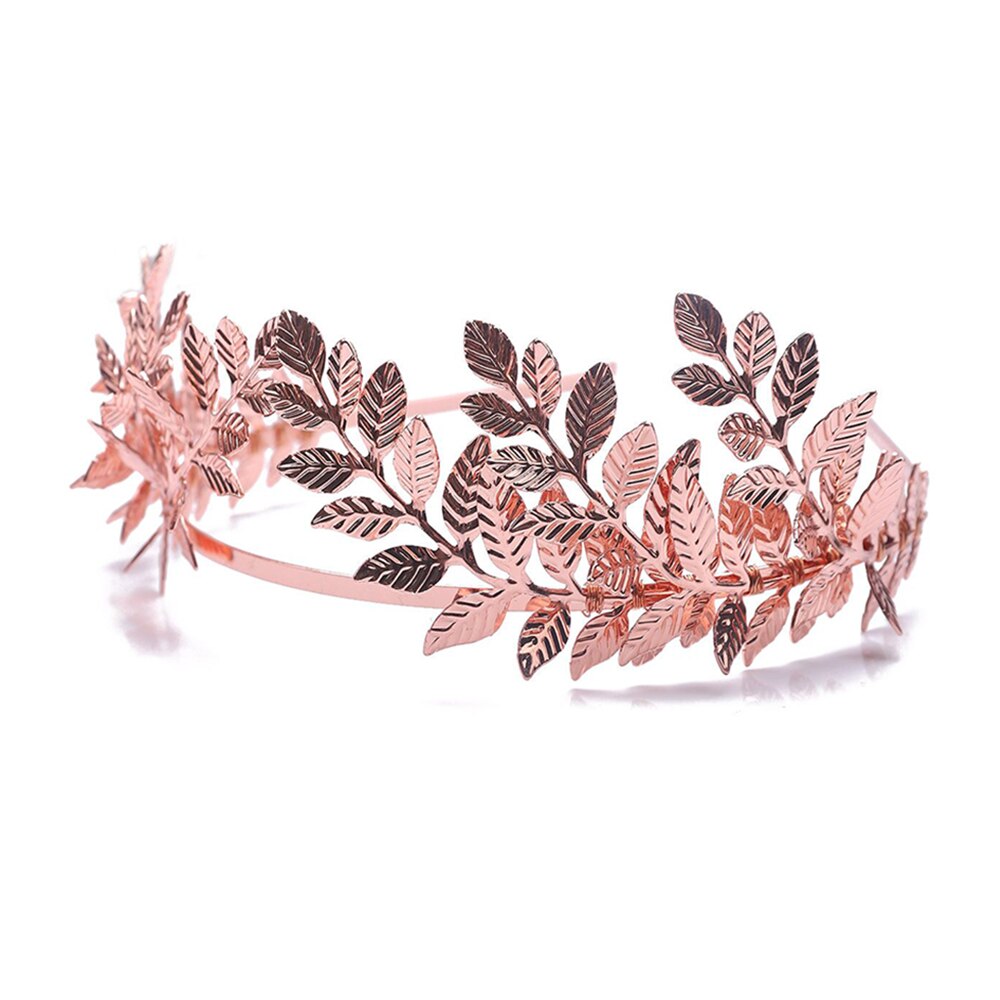 Vintage folhas casamento coroa rosa ouro prata faixa de cabelo noiva clássico headwear chique acessórios para o cabelo ornamento para mulher: Rose Gold