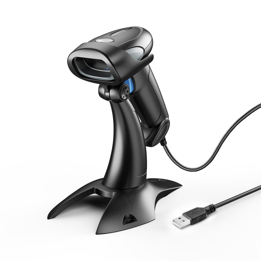 Eyoyo USB Wired 1D Barcode Scanner Adjustable Stand Handheld Bar Code Reader Plug&amp;Play For Library Store Warehouse POS System