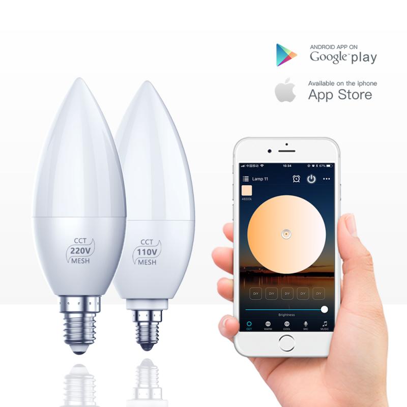 Bluetooth Smart Candle Bulb E14/E12 RGB 4W Led Lights Bulb Automation Modules Voice Control Work With Alexa Google Home