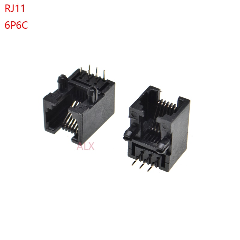 10PCS RJ11 telephone FEMALE SOCKET RIGHT ANGLE 95001 6P6C female jack pcb connector