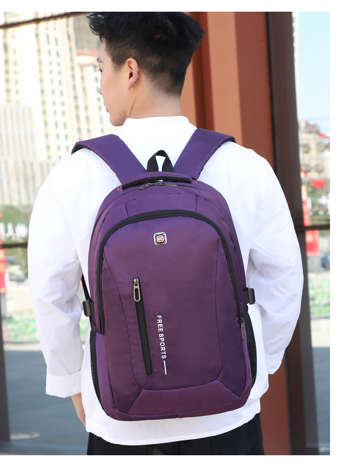 Chuwanglinmen rejsetasker rygsæk vandtæt nylon student skoletaske afslappet mænd rejser mand teenager rygsæk  p71801: Lilla