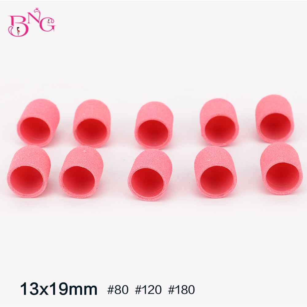 20 pièces 13*19mm bouchons de ponçage ongles perceuse bloc casquettes pédicure polissage sable ongles pied Art anneau d'outil pour perceuse à ongles électrique