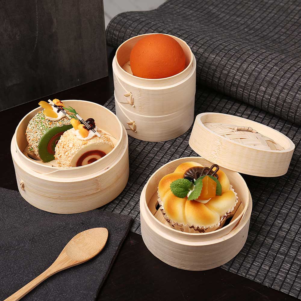 Bambus Dampf Dampfer Herd Korb Knödel Dim Sum Frühstück Gedämpfte Brötchen Knödel Eier Fisch Home Business Verwenden Hand Poliert