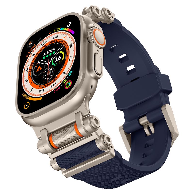 Urrem til apple watch ultra 2 remme 49 46 45 44 42mm holdbart metalstikrem til iwatch  s10 9 8 7 tpu sportarmbånd: Xs / Mørk oliven