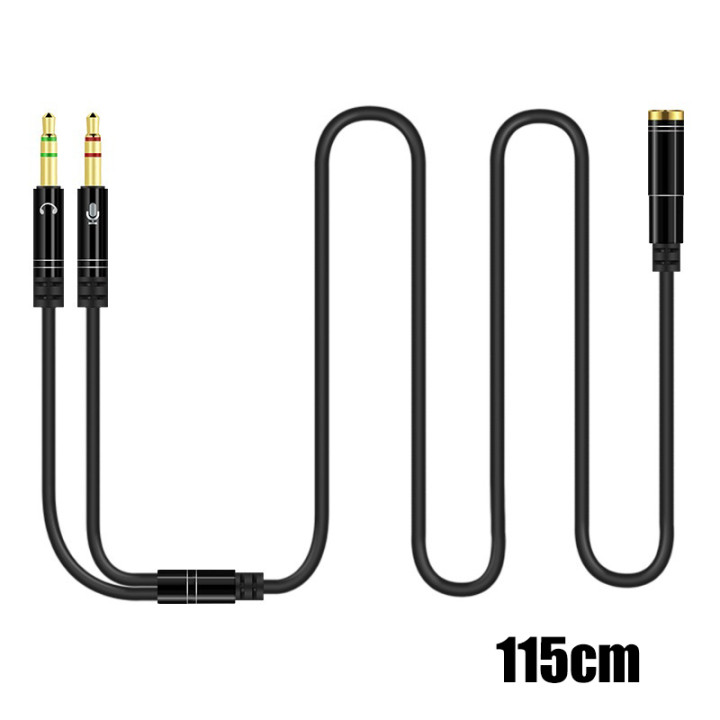 2in1 3.5Mm Stereo Audio Male Naar 2 Vrouwelijke Hoofdtelefoon Microfoon Y Splitter Audio Kabel Cord Wire Adapter Voor Pc notebook Laptop: Black