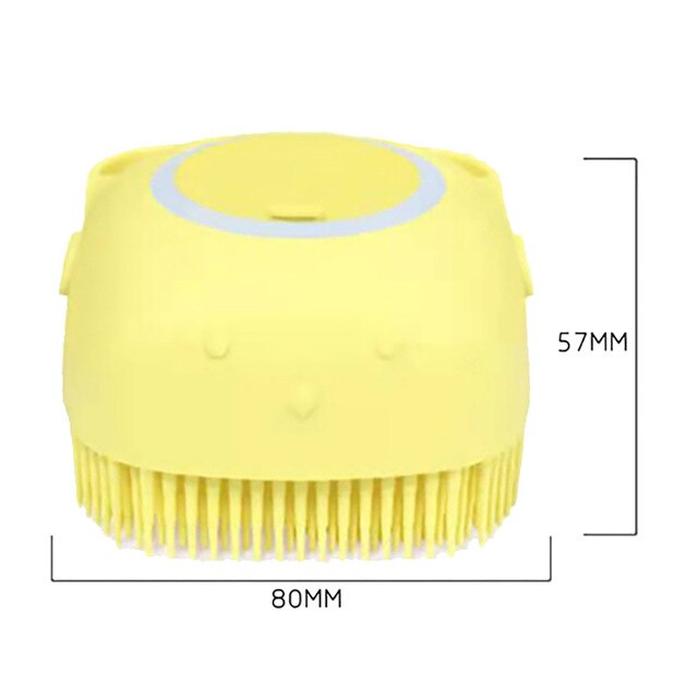 Cepillo para baño de perro 2 en 1 para mascotas, peine para masaje de SPA de silicona suave, aseo de pelo para perros y gatos, herramienta de limpieza para perros: New Yellow